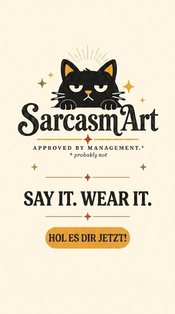 SarcasmArt – Approved by management (probably not). Say it. Wear it. Hol es dir jetzt!